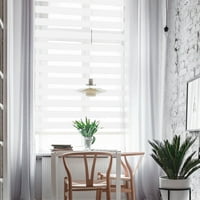 Keego без пробиване на Zebra Window Shades Modern Design Roller Shade W двойни слоеве Светло филтриране на бели валанси за домашен офис Баня бяла тъкан 47,5 W 68.0 H