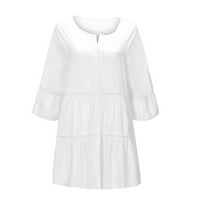 Бяла блуза за жени отрязани върхове за жени Дамски къс ръкав плюс размер солидна куха от V-образно пуловерново върхове риза свободни тениски за жени, бели, 3xl