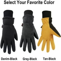Зимни ръкавици мъже жени сензорен екран ръкавици студено време топли ръкавици фризер работни ръкавици Костюм за бягане за шофиране колоездене Работим туризъм - Сиво -черно