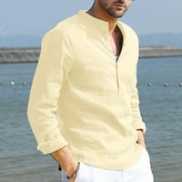 Мъжки ризи за подложка, дизайнерски пролет през лятото мъжки ежедневни памучни бельо със солиден цвят ризи с дълъг ръкав разхлабени ризи на яка m
