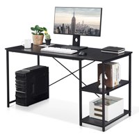Компютърно бюро на Ivinta с рафтове, бюро за игри с работа, бюро за писане на черен офис, 55