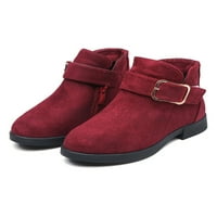 Zodanni Unise Kids Ankle Boots Небрежна бойна каишка за катарама за костилки за къси ботуши на открито зимни обувки Училищен цип Zip Up Bootie Wine Red 1Little Kids