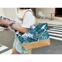 Avamo Ladies Canvas Bags Top Handle Tote чанта с голям капацитет чанта с чанта за портмоне за листа от печат на листа от шварс стил E стил e