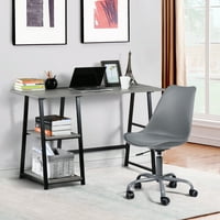 Houseinbo Компютърно бюро за писане на бюро Office Table Cooksheff MDF с 2-степенна рафт за домашен офис, сиво