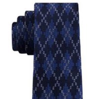 Hilfiger Mens Navy Argyle Holiday Silk Slim Neck Tie