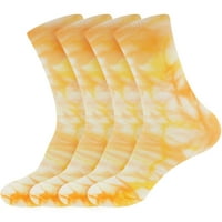 Bamboomn Women Bamboo Athletic Tie Dye Crew чорапи - жълт оранжев - екстра големи - двойки